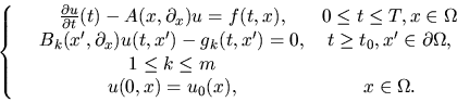 \begin{displaymath}\left\{ \begin{array}{ccc}
&{\partial u \over \partial t}(t) ...
...m & \\
& u(0,x) = u_0(x), & x \in \Omega.
\end{array}
\right.
\end{displaymath}