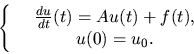 \begin{displaymath}\left\{ \begin{array}{ccc}
&{du \over dt}(t) = Au(t) + f(t),& \\
&u(0) = u_0.&
\end{array}
\right.
\end{displaymath}